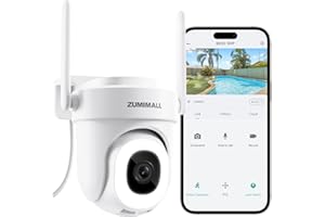 ZUMIMALL Zewnętrzna kamera monitoringowa 3 MP, obracana o 355°/90° kamera zewnętrzna, podwójny pasmo 2,4 GHz/5 GHz, noktowizor, rozpoznawanie sztucznej inteligencji, czujnik ruchu PIR, rozpoznawanie