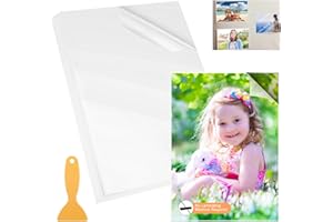 ZMDMAH Lot de 25 Films de Plastification à Froid, Format A4 Imperméables Feuilles de Plastification Auto-Adhésives, Pochettes de Plastification pour Copies Botaniques Photos Documents Cartes