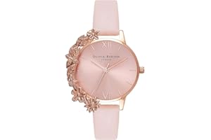 Olivia Burton zegarek damski Case Cuffs, różowe złoto/brzoskwiniowy, 30 mm