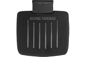 George Foreman Immersa Medium Electric Grill [Removable Control Panel allows grill machine to be fully washable & dishwasher safe, Energy saving, Healthy, Toastie, Panini, Hot plate, BBQ] Black 28310