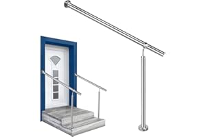 YARDIN Barandilla de acero inoxidable, pasamanos de entrada, pasamanos de pared, ángulo ajustable para escaleras, interior y exterior, escalera, 80 x 90 cm (largo x alto)