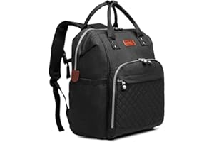 KONO Baby Wickeltasche Wickelrucksack Multifunktions Reise Rucksack mit großer Kapazität und 2 Kinderwagengurten (Schwarz)
