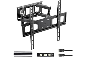 GRIFEMA GB1004-1 Supporto TV Parete per 26-65 Pollici con Doppio Braccio, Staffa TV Girevole Inclinabile Estensibile, Fino a 55 kg, Max VESA 400x400mm, Più Stabile, Facile da Montare con Livella