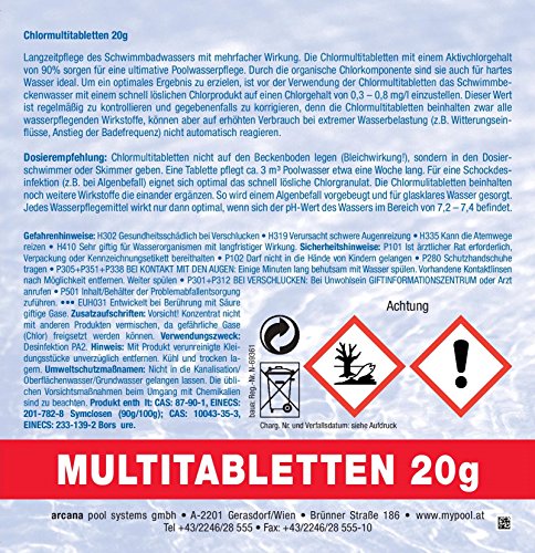Multitabletten 20gr. 1kg Chlor, Algenschutz, Flockung, pH Wert Stabilisator - 2