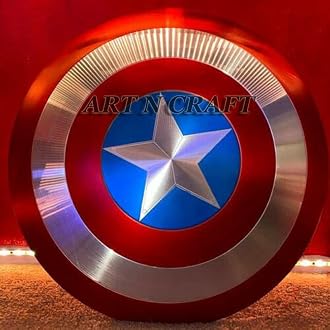ART N CRAFT 22 Inch Metal Shield Prop Replica for Marvel Fans Collectors Cosplay Gifting Home Decor | Sturdy 2.8 Kg Battle Shield Inspired by Superhero Films | Iconic Display Memorabilia