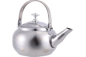 BESTonZON Bollitore in acciaio inox, fischietto, tè, tè, tè, tè, bollitore per casa, ristorante o campeggio argento