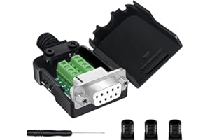 YIOVVOM DB9 Breakout Connector, DB9 Solderless RS232 D-SUB Female Serial Adapter 9 Pin Connector White Adapter to Terminal Male Signal Module with Housing and Nut