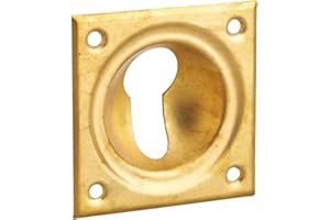 THIRARD - Bocchetta a Cuvetta Foro Cilindro - Finitura in Ottone - Compatibile con Serrature a Incasso - Installazione Facile - Design Elegante - 60 x 60 mm - Giallo/Dorato