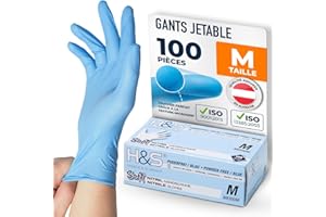ISC Hygiene & Safety Gants Nitrile Jetables Non Poudrés – Gant Nitrile Usage Alimentaire et Mécanique – Gants Jetables S M L XL – Gants Nitrile bleu, M – Boîte de 100