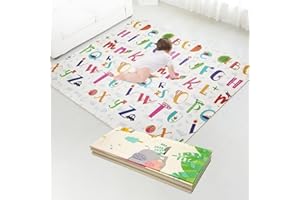 Gutsbox Tappeto Neonato Gattonamento Pieghevole Tappeto Gioco Bambini Pieghevole 180 x 160 x 1cm, XPE Tappeto Gioco Neonato Doppio Lato Tappeto per Bambini, Senza BPA e Non Tossico
