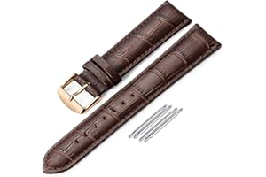 iStrap Cinturino In Pelle - Motivo A Coccodrillo - Cinturini Per Orologio Per Uomo Donna - Fibbia In Acciaio Inossidabile - 18mm 19mm 20mm 21mm 22mm 24mm-Nero Marrone