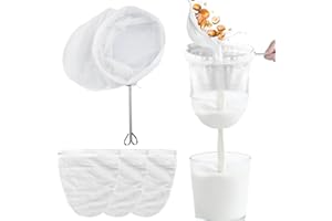 Acboor Garza Limentare, 4 Pezzi Fuscelle per Formaggio con Supporto Panno Passaggio Ecologico Riutilizzabili e Lavabili per CucinaFormaggio Bacca Noci Zuppa Latte Succo di Frutta Yogurt Caffè