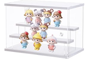 Ecoseao Vitrina de acrílico Caja de Almacenamiento de exhibición Transparente con Puerta corredera para coleccionables, figuritas en Miniatura (White, 31.5x18x21.8cm)