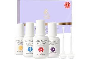 Lavender Violets Dip Powder liquid Set with Nail Primer, Activator Base Top Coat High Glossy & Long Lasting Replacement Brushes Dipping Powder Nail Kit Essential Portability J781