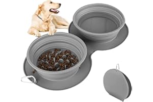 ALLILUYAA Foldable Dog Bowls, Travel Bowls for Dogs and Cats, Silicone Dog Bowl with Carabiner, Anti Glutton Dog, for Cats and Puppies Outdoor Travelling Hiking