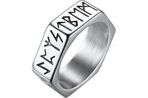 Richsteel Anello Creativo Dado Esagonale con Rune Anello Minimalista da Uomo Unisex Stile Punk HIppie Hiphop Personalizzabile Argento/Nero/18k Oro in Acciaio Inox