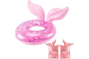 GUGATAD 1 PCS Salvagente Bambini + 1 Paio Braccioli Bambini, Salvagente Gonfiabile con Braccioli da Nuoto, PVC Braccioli Gonfiabili per Bambini, Anello da Nuoto per Bambini