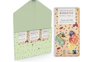 Organic Fairtrade Dark Chocolate with Orange and Chilli by Bennetto Natural Foods. 3 x 80g bar with gift box. Vegan, Gluten-Free
