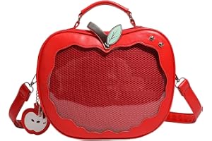 HiyyFloy Äpplen Form Ita Väska Display Crossbody Väska PU Läder Ryggsäck Söt Crossbody Handväska Display Klar Axelväska Y2k S