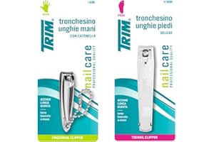 MAUQI Trim - Set Manicure e Pedicure - Kit Per la Cura Delle Unghie (Mani + Piedi) - Tagliaunghie Piedi con Limetta per Unghie + Tronchesino Unghie Mani Con Catenella
