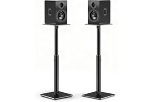 AOMDOM Juego de 2 soportes universales de suelo para altavoces surround, altura ajustable, capacidad de 5 kg cada uno, gestión de cables, fácil montaje