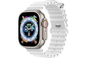 HdanMole Silikon Ocean Armband Kompatibel mit Apple Watch Ultra 2 / Ultra 49mm 46mm 45mm 44mm 42mm 41mm 40mm 38mm, Soft Sport Armband für iwatch Series 10 Ultra 9 8 7 6 5 4 3 2 1 SE, 49/45/44mm Weiß