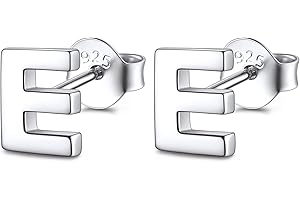 FOCALOOK Orecchini Donna Argento 925 con Inizialie A-Z, Orecchini Bottone Stud Piccoli,, con Confezione Regalo