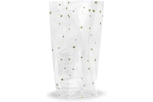 GOKARLI Kreuzbodenbeutel mit Sterne 30 mµ | Plätzchentüten zum Befüllen | Weihnachtstüten | Bodenbeutel Weihnachten | Bodenbeutel Sterne zum Befüllen (25 Stück 180x300)