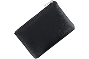 simarro Coin Purse, Vegan Leather Lychee Pattern Zipper Change Purse Portable Coin Wallet Mini Change Holder for Women Coin Pocket for Women Credit Card Folded Bills ID Key Headset Lipstick(Black)