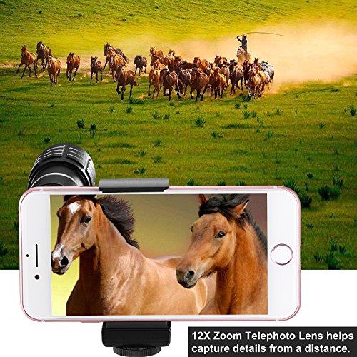 TECHO Professional 12X Zoom Teleobjektiv, Fisheye Objektiv, Weitwinkelobjektiv, Makroobjektiv fÃ¼r iPhone X 8 7 6s Plus SE, Samsung Galaxy S9 S8 S7 Edge Google und die meisten Smartphones