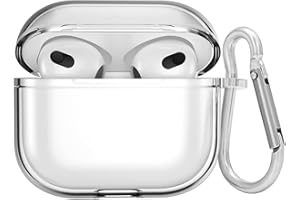 MOUYOUGLOW mouyou Durchsichtig AirPods 3 Hülle,Transparente Air Pods 3 Case TPC Schutzhülle mit Karabiner,Stoßfeste LED Sichtbar Kabelloses Laden Clear Cover für AirPods 3rd Gen 2021 Ladecase - Crystal Clear …