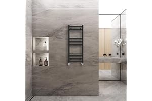 Warmehaus Straight Heated Towel Rail Radiator Ladder Black 1000x400mm Central Heating Radiators for Bathroom Kitchen