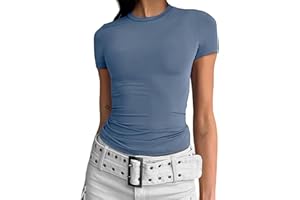 Kukeyiee Maglietta di Base Slim Fit Top Manica Corta Y2K Top TikTok Influence Crop Top Club Party Streetwear