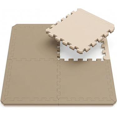 BodenMax Gymnastiekmat voor de vloer, fitnessstudio, dik, schokabsorberend, matras voor puzzel, tatami, rubber, platen van EVA-schuim met rand, zwart, 58 x 58 x 1 cm, 36 delen