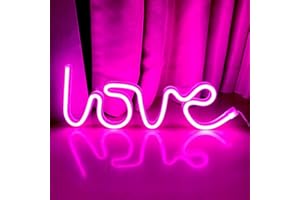 BRINGLUCK2U LOVE Pink Neon Light Pink Lamp LED Neon Sign with 4 Hooks, Pink Neon Light Sign for Bedroom Wall Decor Battery/USB Operated LED LOVE Sign Wedding Sign for Valentine's Day Girlfriend Gift