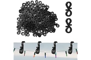 ANGIX 25 x S Shaped Gutter Hooks, Weatherproof & Reusable Mini Plastic Gutter Hanging Hooks/Clips Hangers for Outdoor Rope Christmas Xmas Icicle Fairy String Lights Decorations - Black