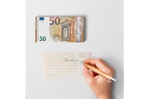 Scratch Lover – Scratch Cash Block 50€ de 50 hojas en las que escribir, cupones de descuento, bloc de notas, idea de regalo, gadgets divertidos (tamaño aumentado al 125% en comparación con los reales)
