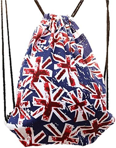 Hxhdbao New Fashion Jack Flag Retro vintage Canvas Drawstring Sports Backpack Bag Portable Sackpack gymsack Shopping Backpack for Sport Gym Beach
