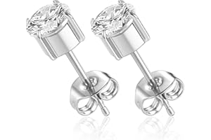 HENGKAIXUAN 1 Pair Implant Grade Titanium Stud Earrings Set Hypoallergenic Cubic Zirconia 3mm 4mm 5mm 6mm Earrings for Women Girls for Men for Sensitive Ear