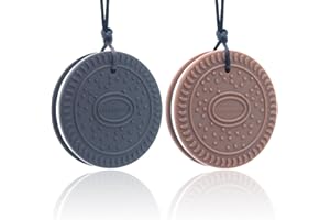 GNAWRISHING Chew Necklaces for Sensory Kids 2 Pcs Sensory Chewy Toys for Autism Girl and Boy, ADHD Toddler, Adult (Brown and Black)