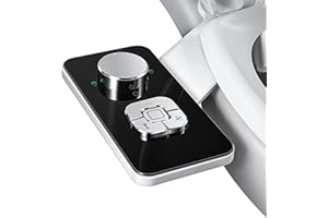 Bidet Attachment for Toilet UK- SAMODRA Non-Electric Cold Water Bidet Toilet Seat Attachment with Pressure Controls,Retractable Self-Cleaning Dual Nozzles for Frontal & Rear Wash - Black