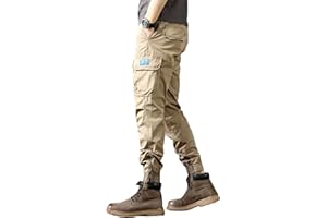 SUWANGI Swuangi Hombre Cargo Pantalón de Algodón Casuales Deporte Joggers Largos Pants con Bolsillos