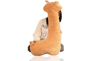 QUNKAKU Alpaka SeitenschläFerkissen, Alpaka Kuscheltier, Alpaka Kissen, Riesen Alpaka PlüSchtier, Braun, 75cm