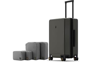 LEVEL8 Valise Cabine Élégance Mat Bagage à Main Trolley Rigide avec Organisateur de 4 Pièces, Valise de Voyage avec 4 roulettes Doubles Pivotantes et Serrure TSA, 55CM, 40L, Olive Verte