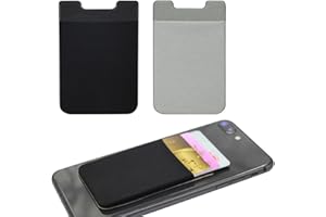 OQKAHIV Ensemble de 2 Porte-Cartes pour Téléphone Portable avec Autocollant Arrière, Pochettes Extensibles en Tissu pour Carte d'Identité, de Crédit et Portefeuille Pratique à Coller