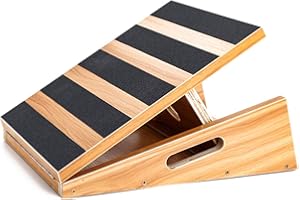 ‎STRONGTEK Strongtek Professional Slant Board Wooden Slant Board Adjustable and Portable Calf Stretcher Training Equipment with Carry Handle & Non-Slip Coating