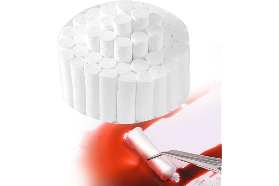 50PCS Dental Cotton Rolls – Premium Cotton Wool Rolls for Oral Care, Soft, Highly Absorbent, Ideal for Dental Procedures, Cleaning, and First Aid