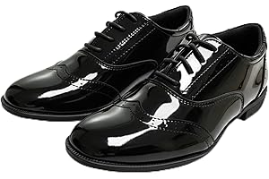 A2Z Boys Mens Classic Oxford Brogue School University Office Shoes Lace Up Formal Leather Look Design Durable Non Slip Sole Smart Comfortable Everyday Wear for School Uniform Shoes UK Size 1 to 7