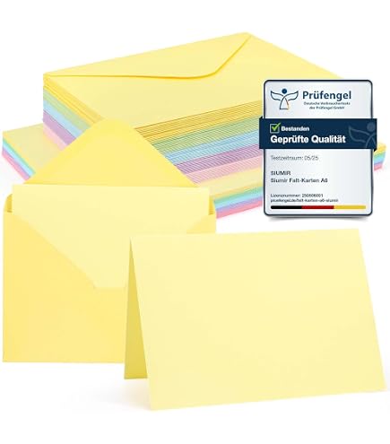 Set Biglietti E Buste DIN B6 - 50 Sets Con Fogli Bianchi, Per Inviti E Auguri, Stampabile