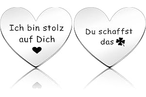 Photect Lustig Edelstahl Herz Handschmeichler Ich Bin Stolz auf Dich Herz Anhänger mit Tasche Herzform Glücksbringer Deko Viel Glück Geschenk für Paare Freund Familie Abschied Marathon